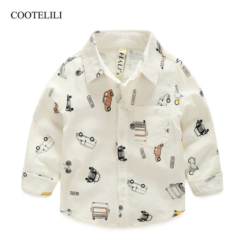 COOTELILI  Cartoon Children Boys Shirt Kid Long Sleeve Car Shirts Child Kids Boys Shirt Tops Blouse Casual Clothes ► Photo 1/6