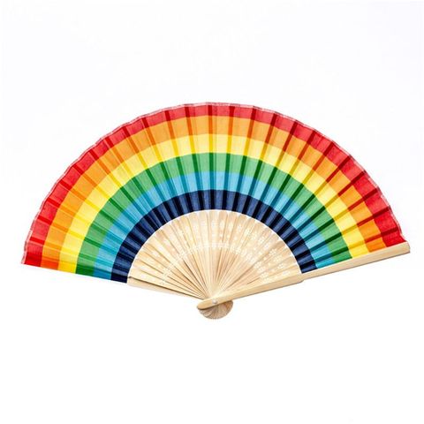 Summer Rainbow Handheld Folding Fan for Wedding Party Decoration Festival Dance M68E ► Photo 1/6