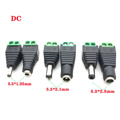 Male Female DC Power Plug Connector 2.1mm x 5.5mm 2.5mm x 5.5mm 1.35mm x 3.5mm Needn't Welding DC Plug Adapter 12V 24V For CCTV ► Photo 1/6
