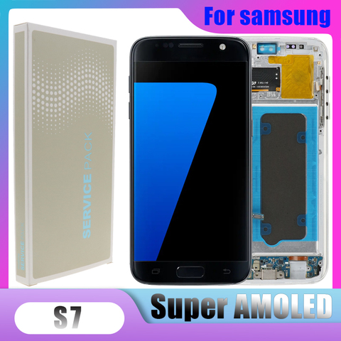 ORIGINAL 5.1'' SUPER AMOLED LCD For Samsung Galaxy S7 G930 SM-G930F G930F LCD Display With Touch Screen Digitizer Replacement ► Photo 1/6