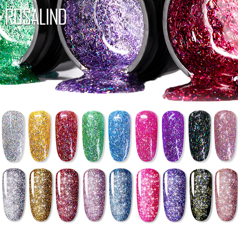 ROSALIND Glitter Gel Polish Shiny Silk Set of Hybrid Varnish Gel Paint For Manicure UV Led Permanent Shade Top Base For Nails ► Photo 1/6