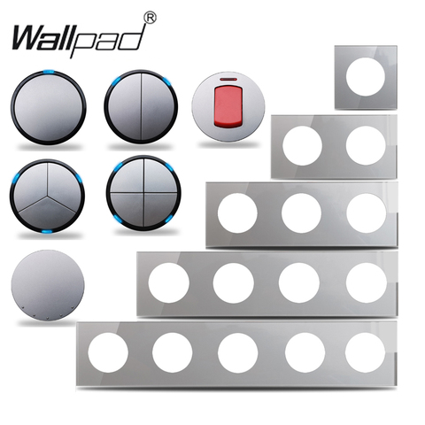 Wallpad  L6 Grey 1 2 3 4 Gang 1 Way 2 Way Wall Light Switch 20A 45A DP 2P Button For Waterheator AC DIY Free Combination ► Photo 1/5