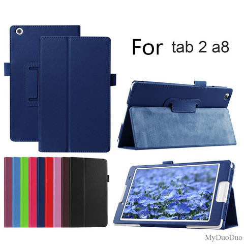 Litchi Style Case For Lenovo Tab2 A8 PU Leather Stand Protective Tablet Case Cover For Lenovo Tab 2 A8-50 A8-50F A8-50LC 8