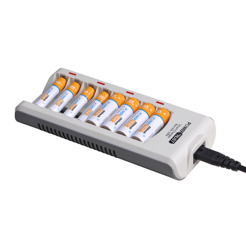 PowerTrust AA AAA Ni-MH Ni-Cd Rechargeable Battery and 8 Slots Quick Charger with LED Display for aa aaa Batteries ► Photo 1/6