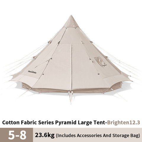 Naturehike Brighten 12.3 Camping Tent Cotton Pyramid Tent Big Space 5-8 Persons Outdoor Picnic Windproof Family Party Hunting ► Photo 1/6