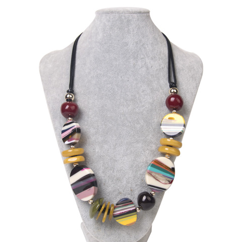 GuanLong Rainbow Acrylic Statement Necklace Women Boho Ethnic Custom Necklaces Female Big Vintage Resin Beads Jewelry for Girls ► Photo 1/5