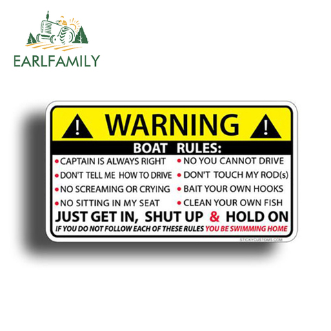 EARLFAMILY 13cm x 7.3cm for BOAT RULES Warning Sticker Funny Vinyl Waterproof Car Styling Auto Bumper Decal Car Decor Stickers ► Photo 1/2