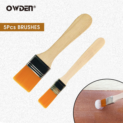 OWDEN 5Pcs Nylon Glue Brush Wooden Handle Oil-Painting Multi Functional Leather Tool ► Photo 1/5