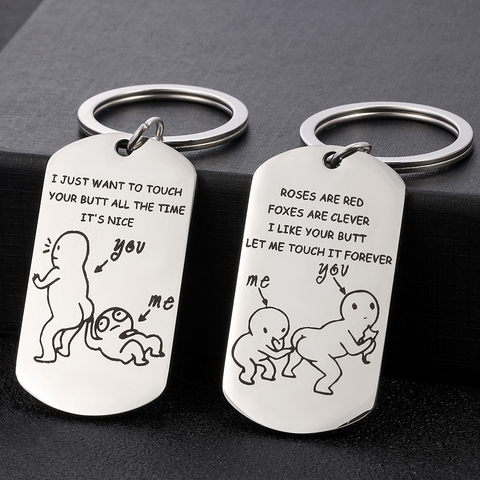 Funny Butt Couple Love Keychain Let Me Touch Your Butt Forever, Cute Love Poems, Anniversary Gifts For BF GF, Husband Wife Gifts ► Photo 1/6