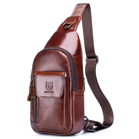 BULLCAPTAIN  Chest bag Genuine Leather men's Messenger bags casual fashion Multifunctional music chest bag shoulder ba for males ► Photo 1/6