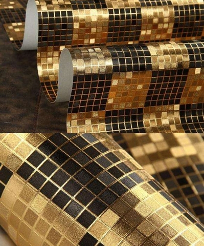 Vintage Self-adhesive Gold and Black Masic Peel Stick Decor Roll Wallpaper Living Room ► Photo 1/2