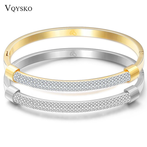 Fashion Gold Bracelet Bangles Femme Crystal Jewelry Stainless Steel Cuff Bangles For Women Charming Cz Bracelets Bangle ► Photo 1/6