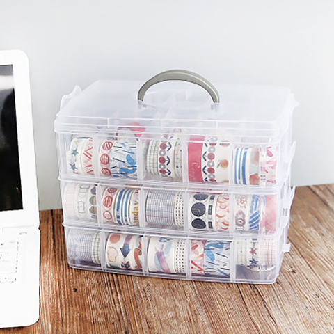 18/30 Grids Three Layer Plastic Storage Box Kids DIY Scrapbooking Stationery Container Transparent Craft Paper Organizer ► Photo 1/6