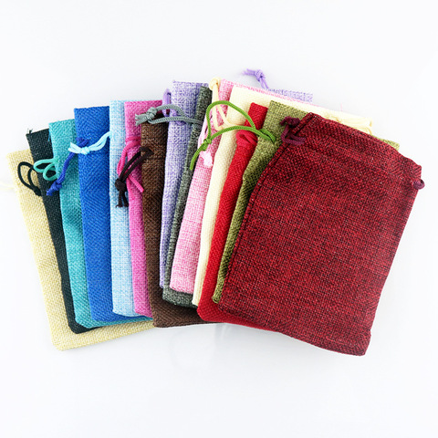 50pcs Gift Bag Vintage Style Natural Burlap Linen Jewelry Travel Storage Pouch Mini Candy Jute Packing Bags christmas gift box ► Photo 1/5