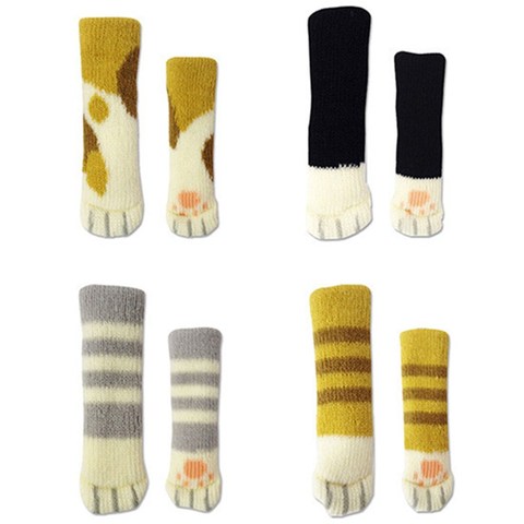 4pcs Chair Leg Socks Cloth Floor Protection Knitting Wool Socks Anti-slip Table Legs Furniture Feet Sleeve Cover Cat Scratching ► Photo 1/6