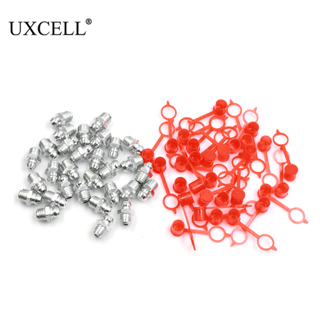 Uxcell Iron Zinc Plating M8 Thread Straight 45 Degree 90 Degree Grease Nipple Fittings with Red Dust Cap for Car Motorcycle ► Photo 1/6
