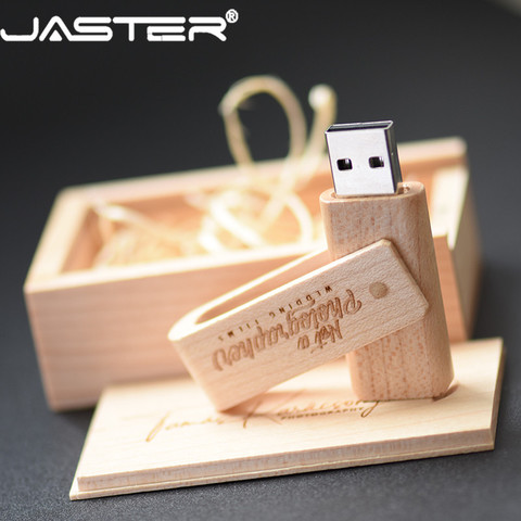 JASTER free shipping  (free custom logo ) wooden spin + box USB 2.0 pendrive 4GB 8GB 16GB 32GB 64GB 128GB usb flash drive ► Photo 1/6