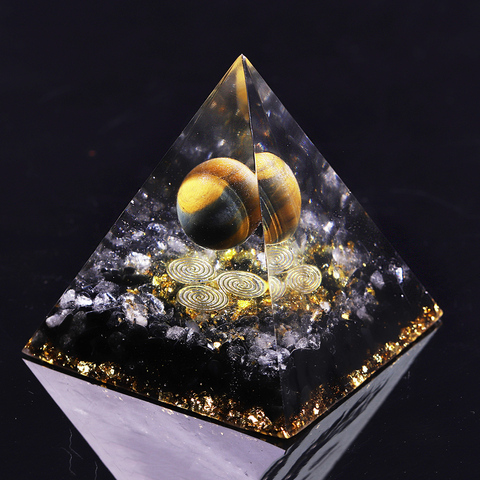 Orgone Energy Converter Orgonite Pyramid Obsidian Soothe The Soul Stone That Change The Magnetic Field Of Life Resin Jewelry ► Photo 1/6