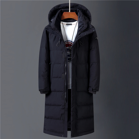 2022 Winter 90% White Duck Down Jacket Men Hooded Fashion High Quality Long Thicken Warm Down Coat Loose Black Overcoat Parkas ► Photo 1/5