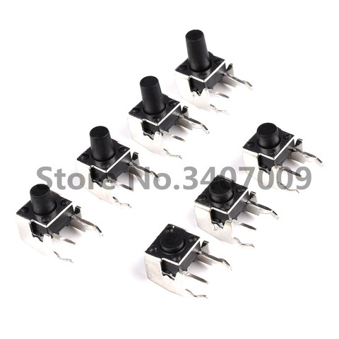 50PCS 6*6*5/4.3/4.5~10mm PCB Momentary Tactile Tact Push Button Switch Right Angle 6x6x5mm With stent ► Photo 1/1