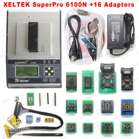 New and Original XELTEK SUPERPRO 6100 6100N Universal IC Chip Device Programmer NEWEST version + 16 Adapters +EDID Cable ► Photo 1/1