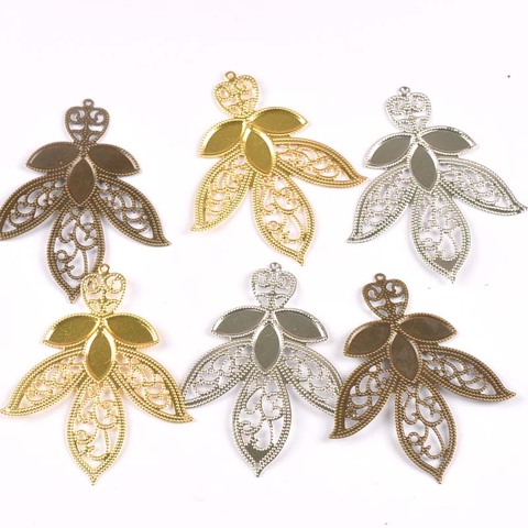 Gold Silver Leaf Flower Connectors Filigree Wraps For DIY Scrapbook Home Decor Embellishments Metal Crafts 10pcs 68x55mm yk0774 ► Photo 1/6