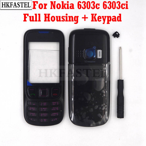 Hkfastel cover For Nokia 6303c 6303 classic 6303ci 6303i classic Housing Cover Case With Russian Keypad + Tool ► Photo 1/6