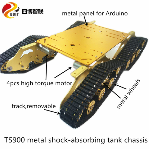 TS900 Large Shock-Absorbing Tracked Robot Tank Chassis Kit 4pcs High Torque 9V/12V DC Motor Metal Panel,Wheels DIY Heavy Load ► Photo 1/1