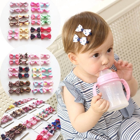 10Pcs Kids Baby Girl's Ribbon Hair Bow Mini Latch Clips Hair Clip Hairpin  for Children Girls Kids Hair Accessories ► Photo 1/6