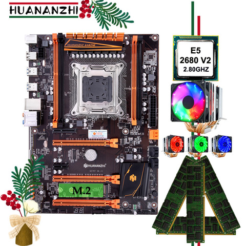 Discount motherboard with M.2 NVMe HUANANZHI Deluxe X79 motherboard with CPU Xeon E5 2680 V2 with cooler RAM 32G(4*8G) REG ECC ► Photo 1/6