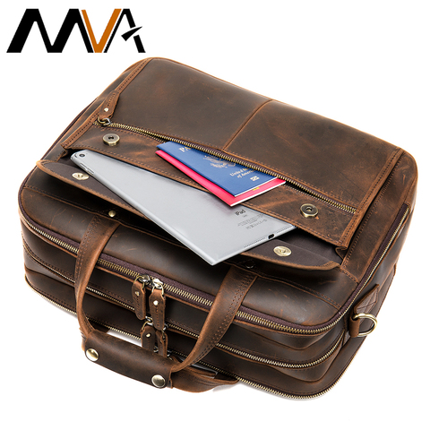 MVA Male Briefcase Genuine Leather Office Bags For Men Leather Laptop Bag 15 Lawyer Briefcase Bag Men Vintage Handbag Large 7399 ► Photo 1/6