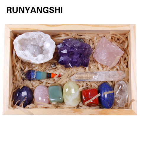 12pcs Natural Crystal Healing Stones Gemstones seven Chakra Stones Amethyst Cluster Quartz Crystal Mineral Specimen for gifts ► Photo 1/6