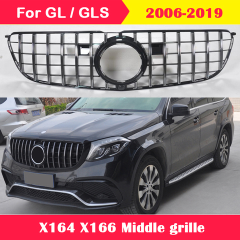 ABS Grill GL350 GL400 GL500 GLS450 for Maybach GT bumper Middle grille for Mercedes-Benz GL GLS X166 W166 2013-2022 vertical bar ► Photo 1/6