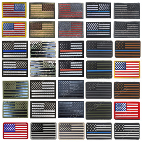 Reflective American Flag Embroidered Patches United States US Flags Tactical Military Patch PVC Rubber Embroidery Badges ► Photo 1/6