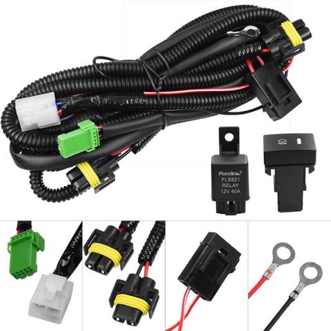 12V 40A Fog Light Wiring Harness Wiring Sockets Switch Kit With H11 LED Work Light High Quality Universal Relay Auto Accessories ► Photo 1/6