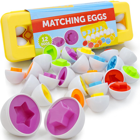 12pcs Montessori Educational Early Learning Toys 3D Puzzle Match Shape Color Game Baby Smart Plastic Material Eggs Toys For Kids ► Photo 1/6