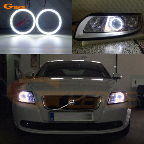 For Volvo S40 II V50 2008 2009 2010 2011 2012 facelift Excellent DRL Ultra bright smd led Angel Eyes Halo Ring kit ► Photo 1/6