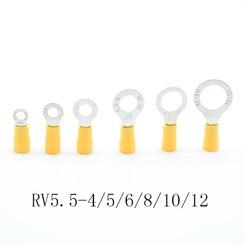 50PCS/Pack RV5.5-4/5/6/8/10/12 Yellow Ring insulated terminal suit 4-6mm2 Cable Wire Connector cable Crimp Terminal  AWG ► Photo 1/6