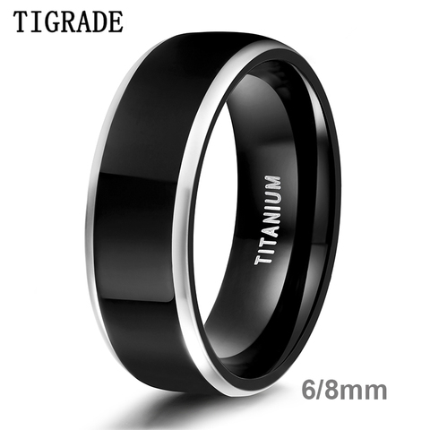 Tigrade Men Ring Black Luxury Wedding Band Pure Titanium Polished for Women Lover Rings Couple Engagement Jewelry Size 4-Size 14 ► Photo 1/6