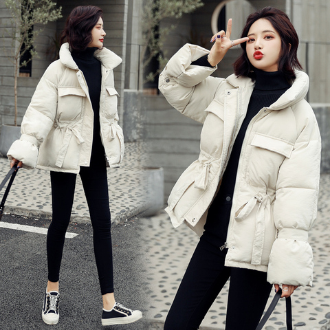 2022 New Winter Hooded Long Sleeve Solid Color Black Cotton-padded Warm Loose Big Size Jacket Women Parkas Fashion Outwear ► Photo 1/6