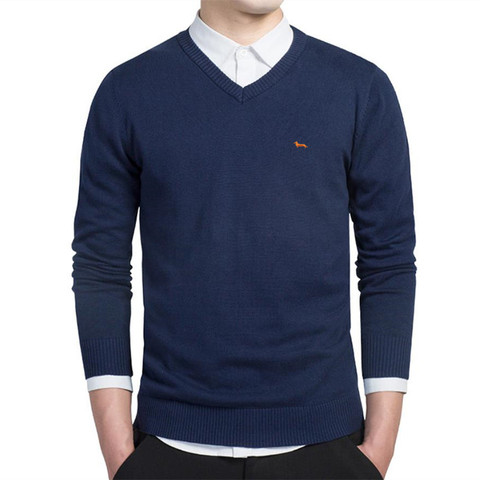 2022 New spring summer brand men V-neck sweater 100%cotton Harmont Embroidery long sleeve Blaine sweaters ► Photo 1/6
