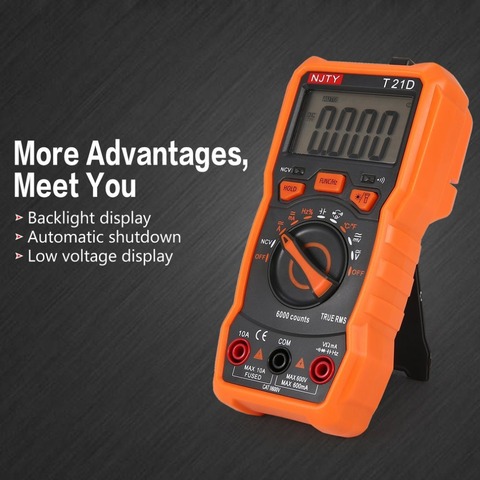 Digital Multimeter NJTY T21D DC/AC Voltage Current Meter Handheld Ammeter Ohm Diode NCV Tester 6000 Counts Multitester ► Photo 1/6