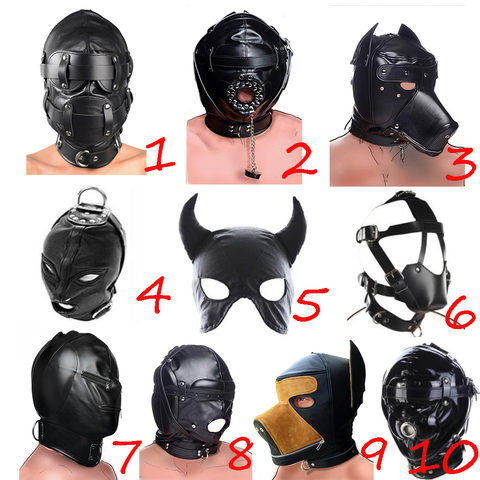 Leather Padded Hood Mask Blindfold Head Restraint Harness Mask, BDSM Bondage Gimp,Sexy Costume ► Photo 1/6