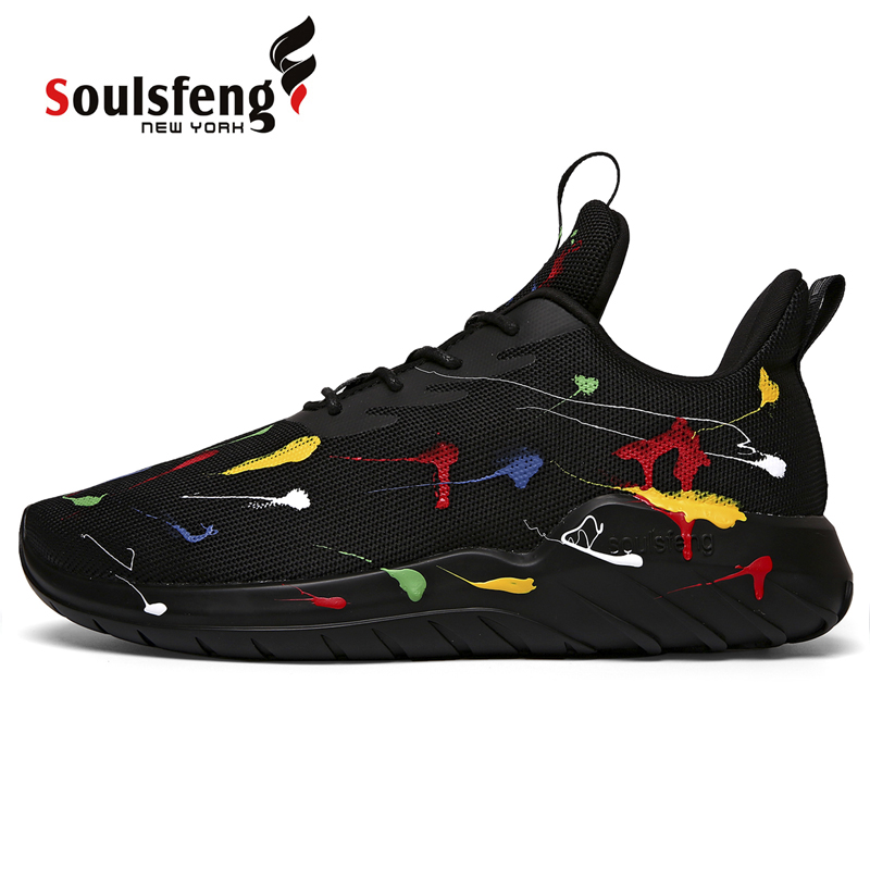 Soulsfeng Mens Running Shoes Mesh Breathable Lightweight Cushioning Training Athletic Sneakers