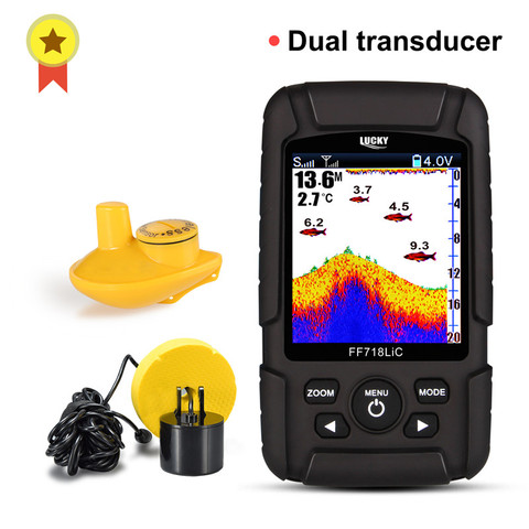 Russian menu!Lucky FF718LiC Real Waterproof Fish Finder Monitor 2-in-1 Wireless Sonar Wired Transducer echo sounder ► Photo 1/6