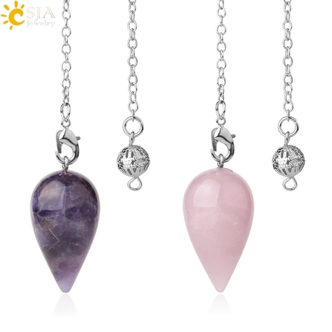 CSJA Water Drop Natural Stone Pendulum for Dowsing Spiritual Divination Wicca Healing Crystal Pointed Pendule Reiki Jewelry G399 ► Photo 1/6