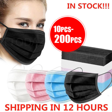 10/50/100/200PCS Disposable Mask Earloop Pink Bule Black White Mouth Masks 3 Layers Meltblown Non-Woven Breathable Face Mask ► Photo 1/6