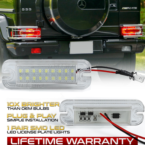 2Pcs LED License Plate Lights For Mercedes Benz G-Class W463 G500 G550 G55 G63 G65 AMG 1986-2013 12V Number Plate Lamp ► Photo 1/6