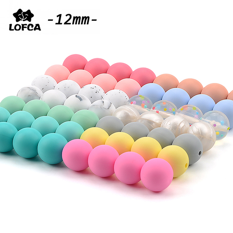 LOFCA 100Pcs/lot 12MM Round Shape Silicone Teething Beads Baby Teether For DIY Nursing Necklace Food Grade Chew Beads ► Photo 1/6
