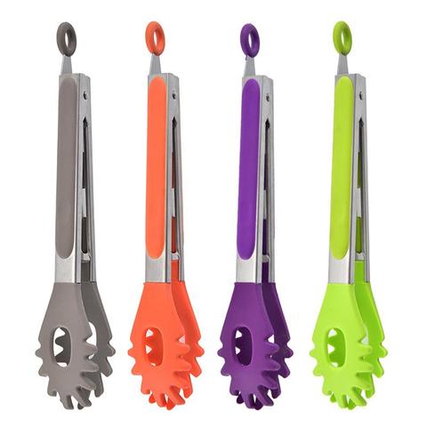 1pc Food Grade Silicone Food Tongs Non-Slip Heat-Resistant Serving Tongs Kitchen Tongs For Noodles Kitchen Tools BBQ Accessories ► Photo 1/6